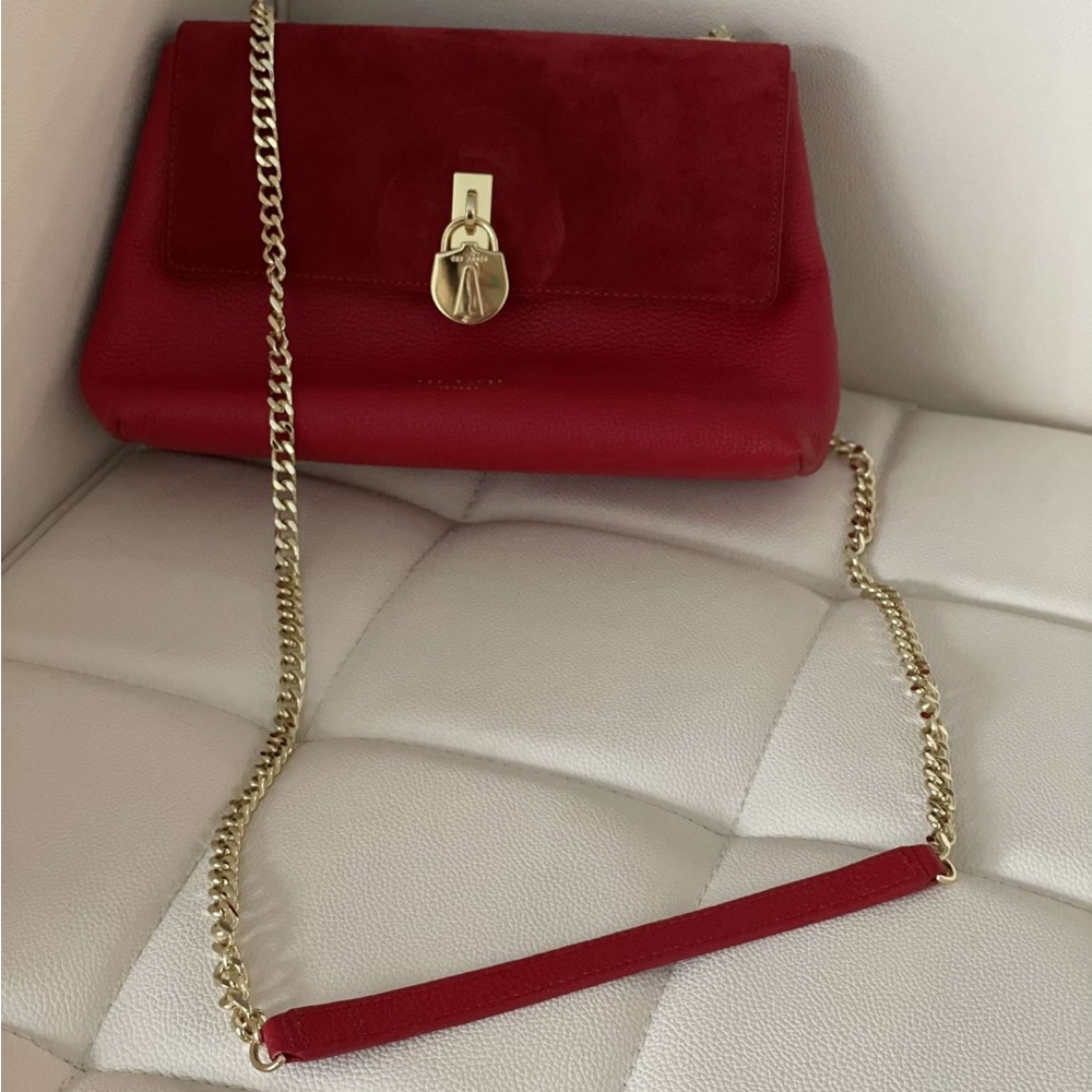 Ted baker red leather and suede purse